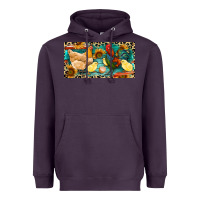 Plum Chicken rooster and chicks with leopard Heavyweight Hoodie - RanaPortraitStore
