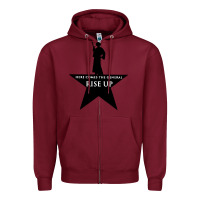 Burgundy here comes the general rise up Zipper Hoodie - artisFamous