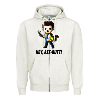 Oatmeal Heather hey, ass butt Zipper Hoodie - artisFamous