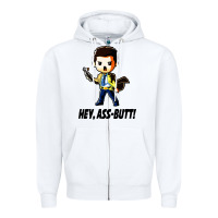 White hey, ass butt Zipper Hoodie - artisFamous