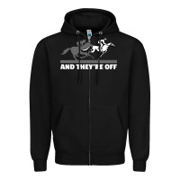 Black horse racing Zipper Hoodie - artisFamous