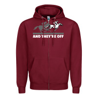 Burgundy horse racing Zipper Hoodie - artisFamous