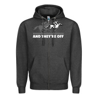 Charcoal Heather horse racing Zipper Hoodie - artisFamous