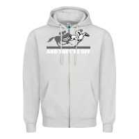 Dove Grey horse racing Zipper Hoodie - artisFamous
