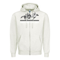 Oatmeal Heather horse racing Zipper Hoodie - artisFamous
