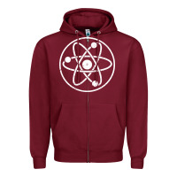 Burgundy Atomic Atom Symbol Zipper Hoodie - artisFamous