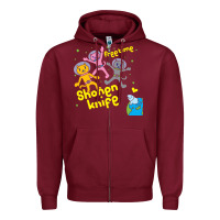 Burgundy Shonen Knife Free Time Zipper Hoodie - artisFamous