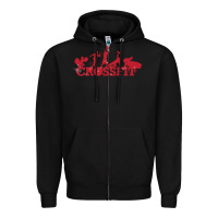 Black crossfit gym Zipper Hoodie - artisFamous