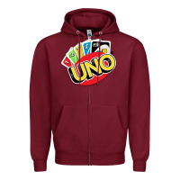 Burgundy uno funny game Zipper Hoodie - artisFamous