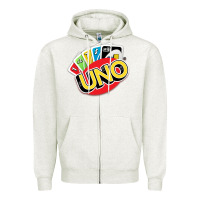 Oatmeal Heather uno funny game Zipper Hoodie - artisFamous