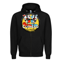 Black Cuphead Zipper Hoodie - artisFamous