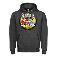 Charcoal Heather Cuphead Zipper Hoodie - artisFamous