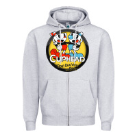 Heather Grey Cuphead Zipper Hoodie - artisFamous