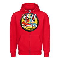 Red Cuphead Zipper Hoodie - artisFamous