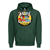 Sports Green Cuphead Zipper Hoodie - artisFamous
