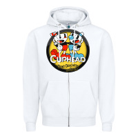 White Cuphead Zipper Hoodie - artisFamous