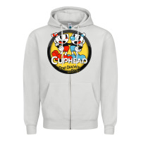 Dove Grey Cuphead Zipper Hoodie - artisFamous