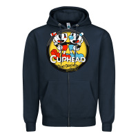 Navy Cuphead Zipper Hoodie - artisFamous