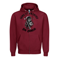 Burgundy sons of anarchy san andreas Zipper Hoodie - artisFamous