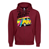Burgundy california super surf Zipper Hoodie - artisFamous