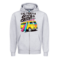 Heather Grey california super surf Zipper Hoodie - artisFamous