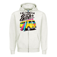 Oatmeal Heather california super surf Zipper Hoodie - artisFamous