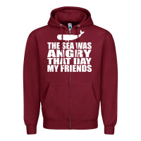 Burgundy seinfeld   the sea was angry that day my friends Zipper Hoodie - artisFamous