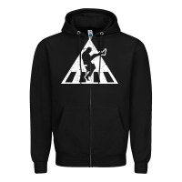 Black The Ministry of Silly Walks Distressed Zipper Hoodie - artisFamous
