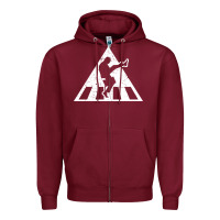Burgundy The Ministry of Silly Walks Distressed Zipper Hoodie - artisFamous
