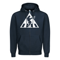 Navy The Ministry of Silly Walks Distressed Zipper Hoodie - artisFamous