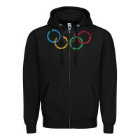 Black OLYMPIC RINGS Zipper Hoodie - artisFamous