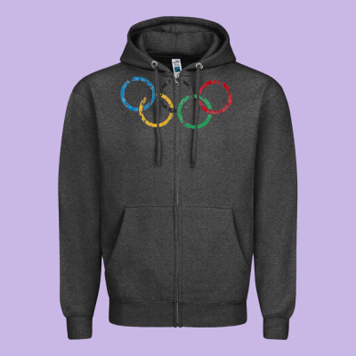 Olympic Rings Zipper Hoodie Designed By Artisfamous