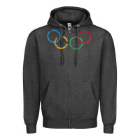 Charcoal Heather OLYMPIC RINGS Zipper Hoodie - artisFamous