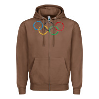 Chestnut OLYMPIC RINGS Zipper Hoodie - artisFamous
