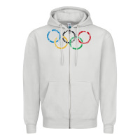 Dove Grey OLYMPIC RINGS Zipper Hoodie - artisFamous