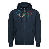 Navy OLYMPIC RINGS Zipper Hoodie - artisFamous