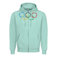 Seafoam OLYMPIC RINGS Zipper Hoodie - artisFamous
