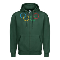 Sports Green OLYMPIC RINGS Zipper Hoodie - artisFamous