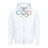 White OLYMPIC RINGS Zipper Hoodie - artisFamous