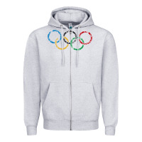 Heather Grey OLYMPIC RINGS Zipper Hoodie - artisFamous