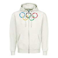 Oatmeal Heather OLYMPIC RINGS Zipper Hoodie - artisFamous