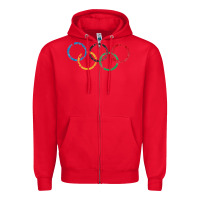 Red OLYMPIC RINGS Zipper Hoodie - artisFamous