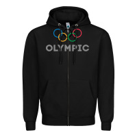 Black OLYMPIC RINGS Zipper Hoodie - artisFamous