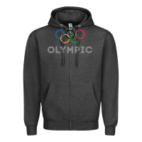 Charcoal Heather OLYMPIC RINGS Zipper Hoodie - artisFamous