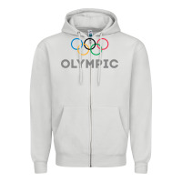 Dove Grey OLYMPIC RINGS Zipper Hoodie - artisFamous