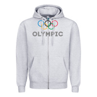 Heather Grey OLYMPIC RINGS Zipper Hoodie - artisFamous