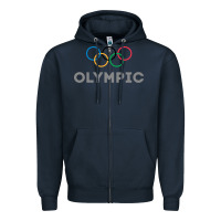 Navy OLYMPIC RINGS Zipper Hoodie - artisFamous