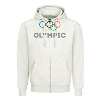 Oatmeal Heather OLYMPIC RINGS Zipper Hoodie - artisFamous