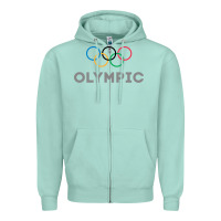 Seafoam OLYMPIC RINGS Zipper Hoodie - artisFamous