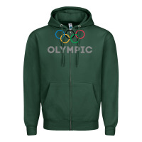 Sports Green OLYMPIC RINGS Zipper Hoodie - artisFamous